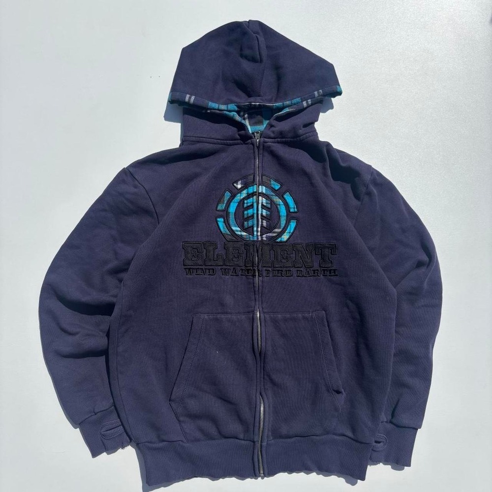Vintage 2000's Navy Blue Element Skater Style zip up hoodie - S